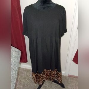 Shein Curve 2XL Women's Plus Size Leopard Print Black Dress